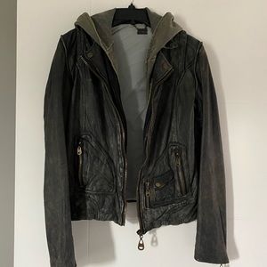 Beautiful lambskin DOMA leather jacket with detachable hood